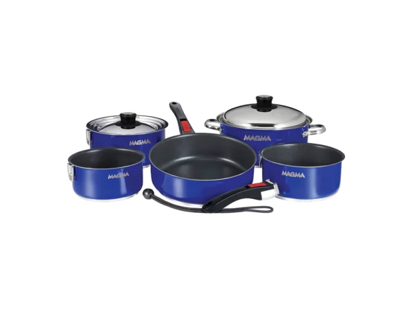 Magma Nestable 10 Piece Induction Non-Stick Enamel Finish Cookware Set - Cobalt Blue - Image 4