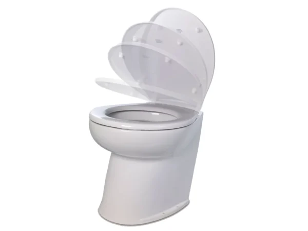 Jabsco Deluxe Flush 17" Angled Back 12V Raw Water Electric Marine Toilet w/Remote Rinse Pump & Soft Close Lid - Image 2