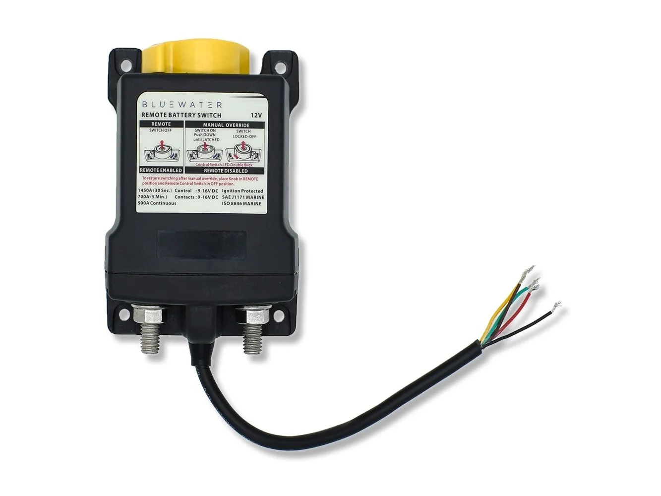 Bluewater Remote Solenoid Battery Switch, Latching, 12V