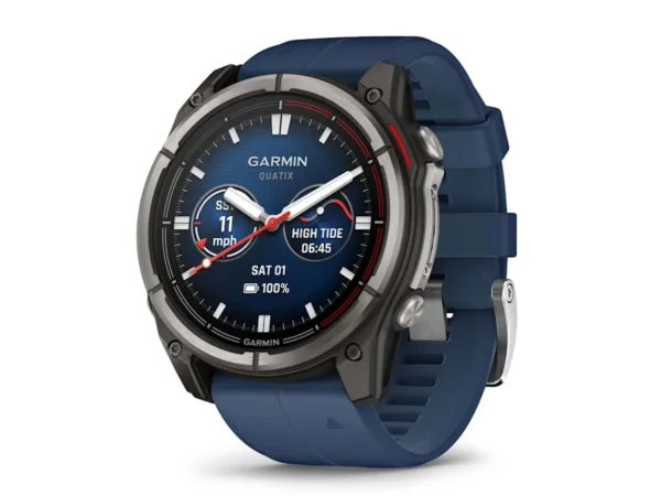 Garmin Quatix 8 51mm AMOLED Smartwatch Titanium Bezel Captain Blue Silicone Band