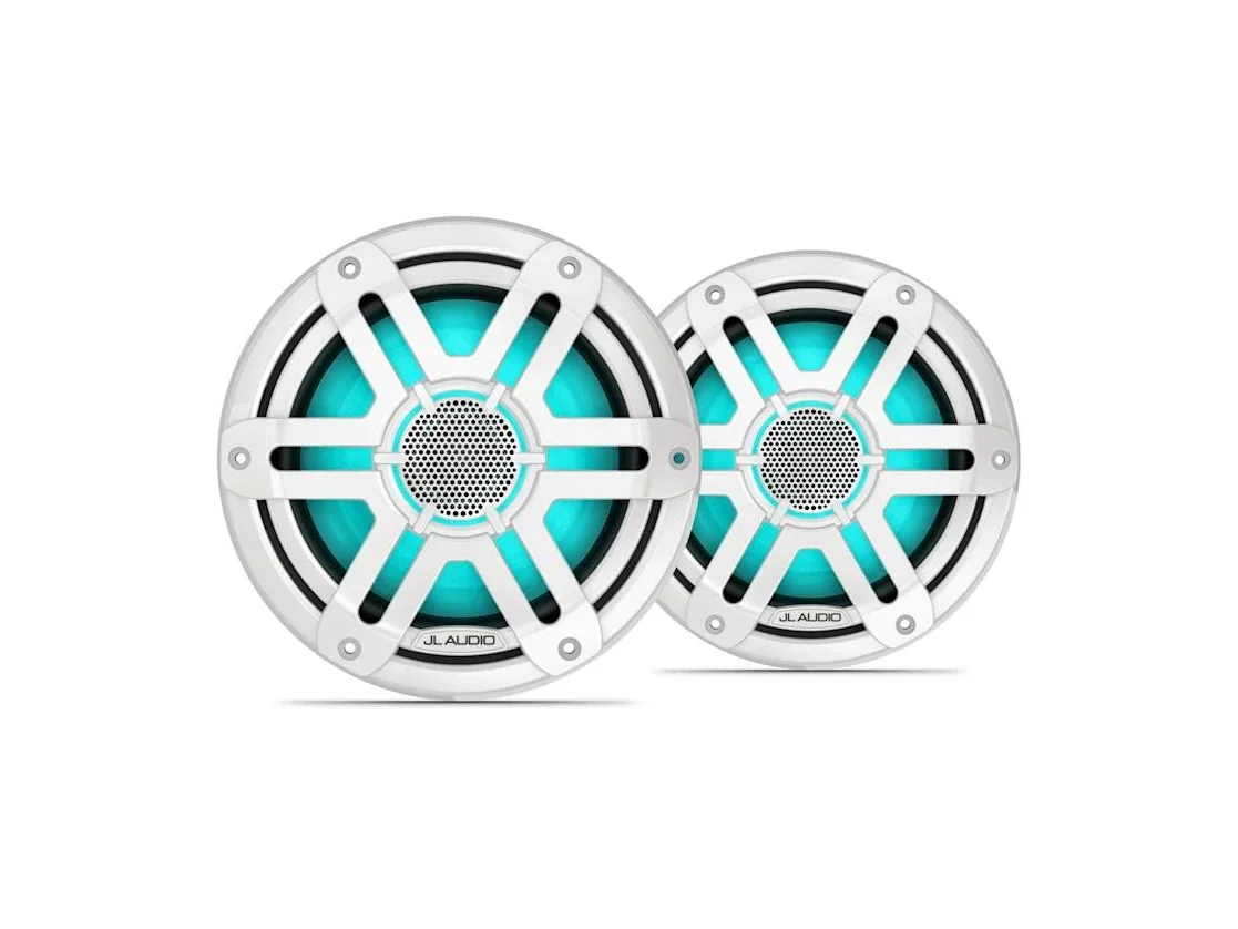 JL Audio M200 7.7in Marine Speaker Pair with LED and White Sport Grille