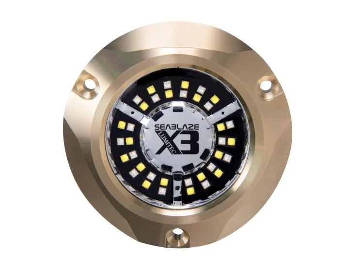 Lumitec Seablaze X3 Dual Color Blue/White LED Surface Mount Bronze Housing 12/24v