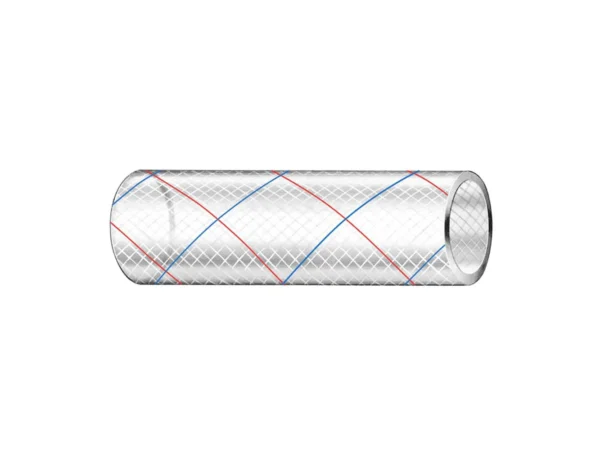 Trident Marine 5/8" x 50' Clear Reinforced PVC Hose Tubing Red & Blue Tracer