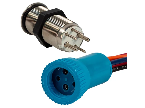 Bluewater 19mm In-Rush Push Button Switch - Nav/Anchor Off/On/On - Blue/Green/Red LED - 4' Lead