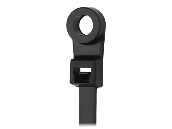 Pacer 8" Cable Tie w/Mounting Ring - Black - 50lb Tensile Strength - 2" Bundle Diameter - 100 Piece Bag