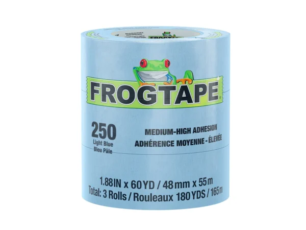 FrogTape CP 250 Medium-High Adhesion Masking Tape - 48MM x 55M x 3-Pack - Light Blue - Rated for 250°F