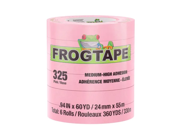 FrogTape CP 325 Medium-High Adhesion Masking Tape - 24MM x 55M x 6-Pack - Pink - Rated for 325°F