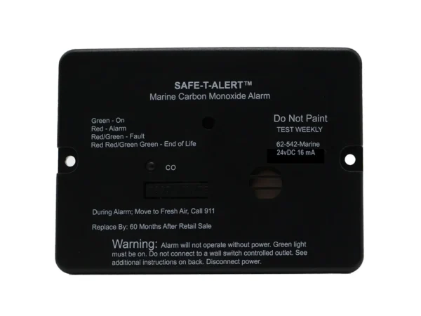 Safe-T-Alert 62 Series Marine Carbon Monoxide Alarm - 24V Flush Mount - Black