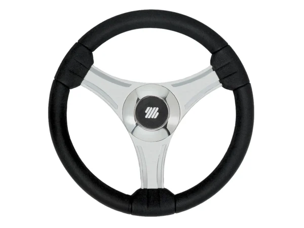 Uflex - Tavolara - 13.8" Black Polyurethane Steering Wheel w/Silver Spokes & X62 Hub