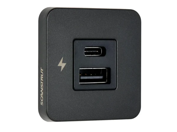 Scanstrut TILE USB-A/USB-C Interior Charging Socket - 12/24V - Black Bezel