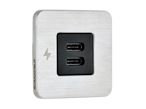 Scanstrut TILE USB-C Interior Charging Socket - 12/24V - Stainless Steel Bezel