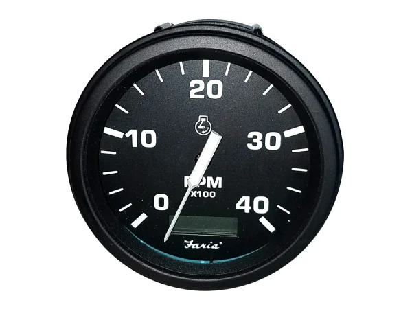 Faria Tachometer Heavy-Duty Tachometer w/Hourmeter (4000 RPM) (Diesel) (Mech Takeoff & Var Ratio Alt) - Black - Image 2