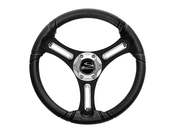 Schmitt Marine Torcello 14" Wheel - 03 Series - Polyurethane Wheel w/Chrome Spoke Inserts & Cap - Black Brushed Spokes - 3/4" Tapered Shaft