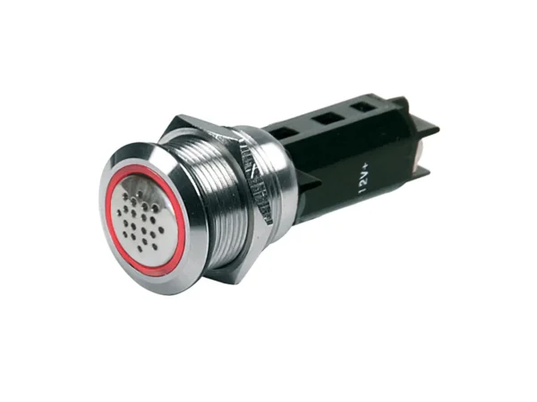 BEP 12V Buzzer w/Red LED Warning Light - Stainless Steel