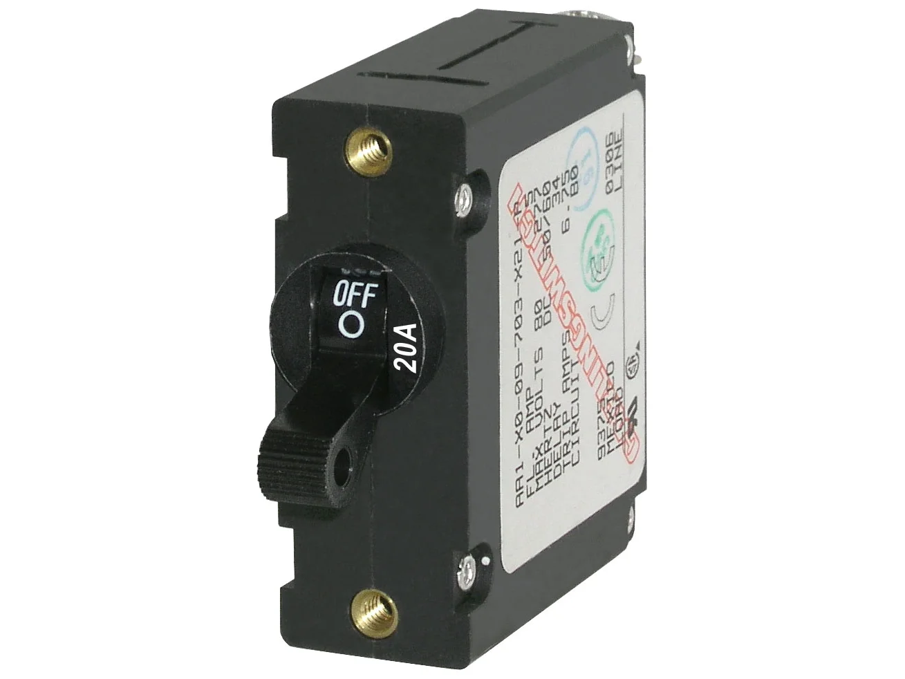 Blue Sea 7212 Circuit Breaker AA1Toggle 20A with Black Toggle