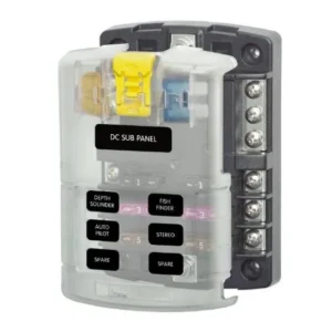 BLUE SEA Fuse Block STBlade 6circ w/gnd/cvr | 5025-BSS