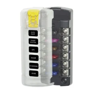 BLUE SEA Fuse Block STBlade 6circ Independent w/cvr | 5035-BSS