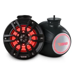 DS18 NXL 6.5" Marine and Powersports Compact Towers with Flat and Pole Mount LED RGB Lights 100 Watts Rms -Black | NXL-PS6BK
