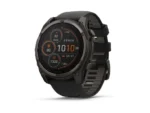 GARMIN fenix 8 - 51 mm, Solar Sapphire, Carbon Gray DLC Titanium with Black/Pebble Gray Silicone Band | 010-02907-10
