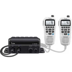 ICOM Black Box Marine VHF Fixed Mount w/WHITE HM-195GB & Two CommandMic Ports | M410BB GW 11 USA