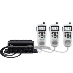 ICOM M510BB GW Black Box Marine VHF Fixed Mount w/AIS, WHITE HM-195GB, & Three CommandMic Ports | M510BB GW 21 USA
