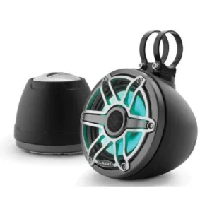 JL AUDIO M6-650VEX-MB-S-GMTI-I: 6.5" VEX Tower Speakers, Mt Black Encl., Titanium Sport Grille, RGB LED | 93411 | 010-03261-00