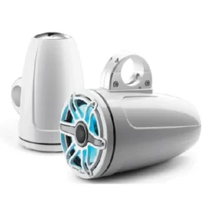 JL AUDIO M6-770ETXV3-GW-S-GWGW-I: 7.7" Tower Speakers, Gloss White Sport Grille, RGB LED, PAIR | 93655 | 010-03278-00