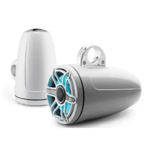 JL AUDIO M6-880ETXV3-GW-S-GWGW-I: 8.8" Tower Speakers, Gloss White Sport Grille, RGB LED, PAIR | 93665 | 010-03283-00