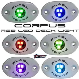 PLASHLIGHTS Corpus - RGB Carbon Fiber LED Deck Light - White Housing | CF-RL-RGB-S-WHT