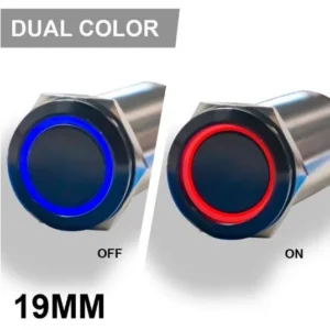 PLASHLIGHTS REVERT Harsh Environment 19MM Dual Color Push Button On/Off Switch - Black | HPBS-19-BLK-L