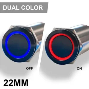 PLASHLIGHTS REVERT Harsh Environment 22MM Dual Color Push Button On/Off Switch - Black | HPBS-22-BLK-L