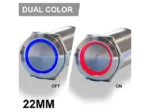 PLASHLIGHTS REVERT Harsh Environment 22MM Dual Color Push Button On/Off Switch - Stainless Steel | HPBS-22-SS-L