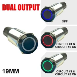 PLASHLIGHTS REVERT Harsh Environment 19MM 3 Color Dual Output Push Button Switch - Black | HPBS-DO-19-BLK-M