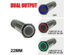 PLASHLIGHTS REVERT Harsh Environment 22MM 3 Color Dual Output Push Button Switch - Black | HPBS-DO-22-BLK-M