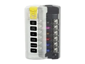 BLUE SEA Fuse Block STBlade 6circ Independent w/cvr | 5035-BSS