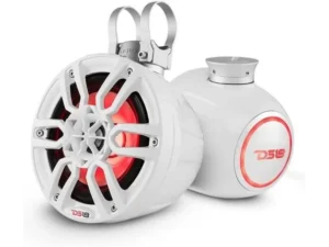 DS18 NXL 6.5" Marine and Powersports Compact Towers with Flat and Pole Mounts LED RGB Lights 100 Watts Rms -White | NXL-PS6W