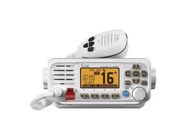 ICOM M330G White Marine Compact VHF Fixed Mount with Built-In GPS Receiver and Supplied GPS Antenna | M330G WHITE