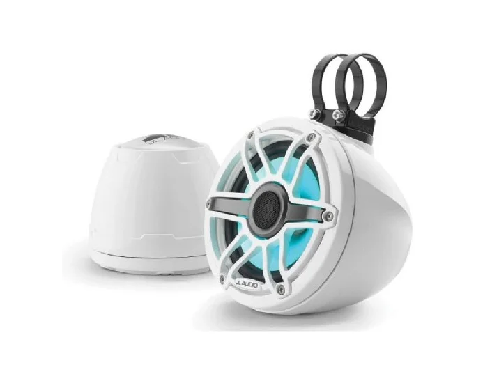 JL AUDIO M6-650VEX-GW-S-GWGW-I: 6.5" VEX Tower Speakers, Gloss White Enclosure & Sport Grill, RGB LED | 93412 | 010-03262-00