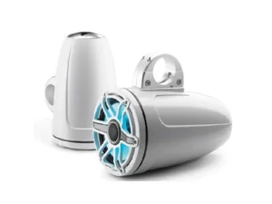 JL AUDIO M6-770ETXV3-GW-S-GWGW-I: 7.7" Tower Speakers, Gloss White Sport Grille, RGB LED, PAIR | 93655 | 010-03278-00