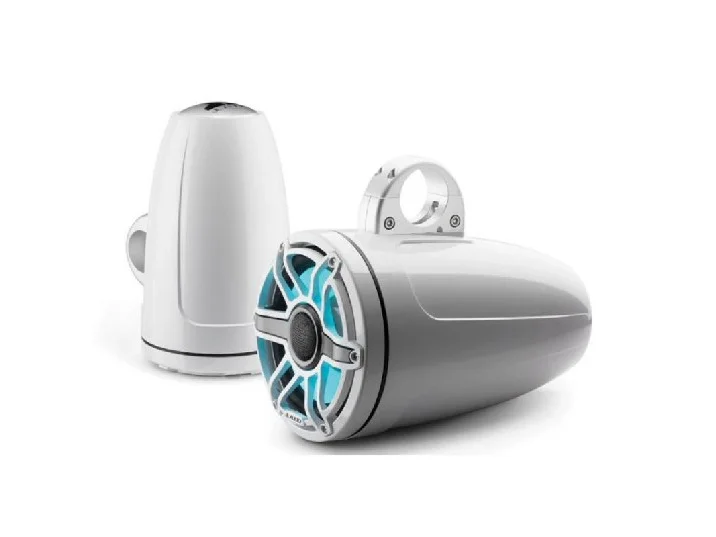 JL AUDIO M6-880ETXV3-GW-S-GWGW-I: 8.8" Tower Speakers, Gloss White Sport Grille, RGB LED, PAIR | 93665 | 010-03283-00