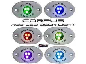 PLASHLIGHTS Corpus - RGB Carbon Fiber LED Deck Light - White Housing | CF-RL-RGB-S-WHT