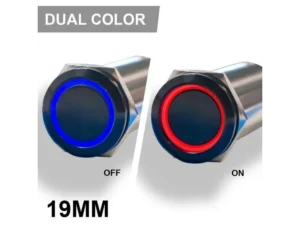 PLASHLIGHTS REVERT Harsh Environment 19MM Dual Color Push Button On/Off Switch - Black | HPBS-19-BLK-L