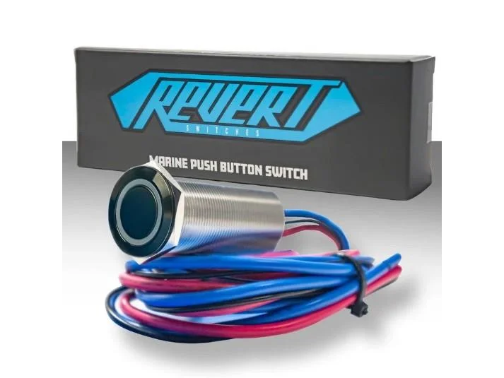 PLASHLIGHTS REVERT Harsh Environment 19MM Dual Color Push Button Momentary Switch - Black | HPBS-19-BLK-M