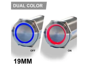 PLASHLIGHTS REVERT Harsh Environment 19MM Dual Color Push Button On/Off Switch - Stainless Steel | HPBS-19-SS-L