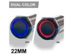PLASHLIGHTS REVERT Harsh Environment 22MM Dual Color Push Button On/Off Switch - Black | HPBS-22-BLK-L