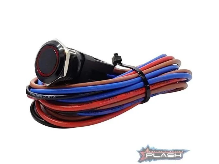 PLASHLIGHTS Marine Push Button Switch - Red LED - 20a - Black Anodized- On/Off - Latching | PL22BLK-L-RD - Image 2