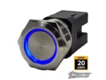 PLASHLIGHTS Marine Push Button Switch - Blue LED - 20a - Stainless Steel - Momentary | PL22SS-M-BL