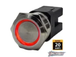 PLASHLIGHTS Marine Push Button Switch - Red LED - 20a - Stainless Steel - Momentary | PL22SS-M-RD