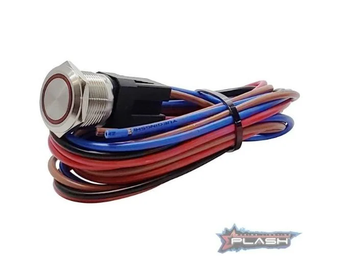 PLASHLIGHTS Marine Push Button Switch - Red LED - 20a - Stainless Steel - Momentary | PL22SS-M-RD - Image 2