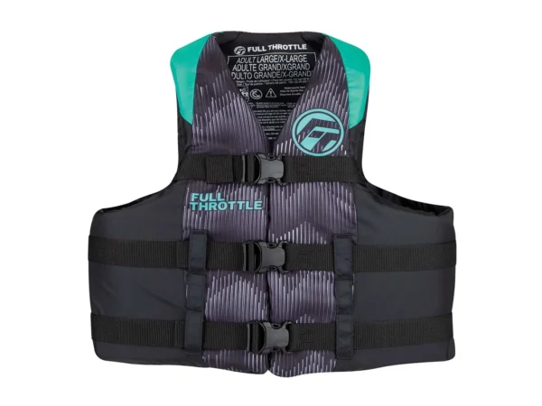 Full Throttle Adult Nylon Life Jacket - S/M - Aqua/Black